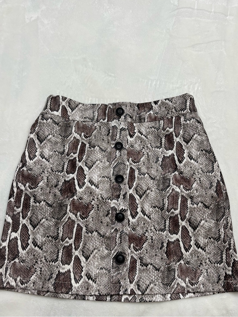 Snake Print pleather Mini Skirt - Brown/Gray - Picture 1 of 2